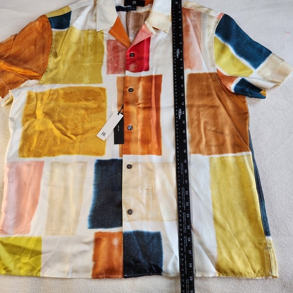 BANANA REPUBLIC Lyam Silk Resort Shirt Mens Large Geometric Colorblock - Picture 6 of 6